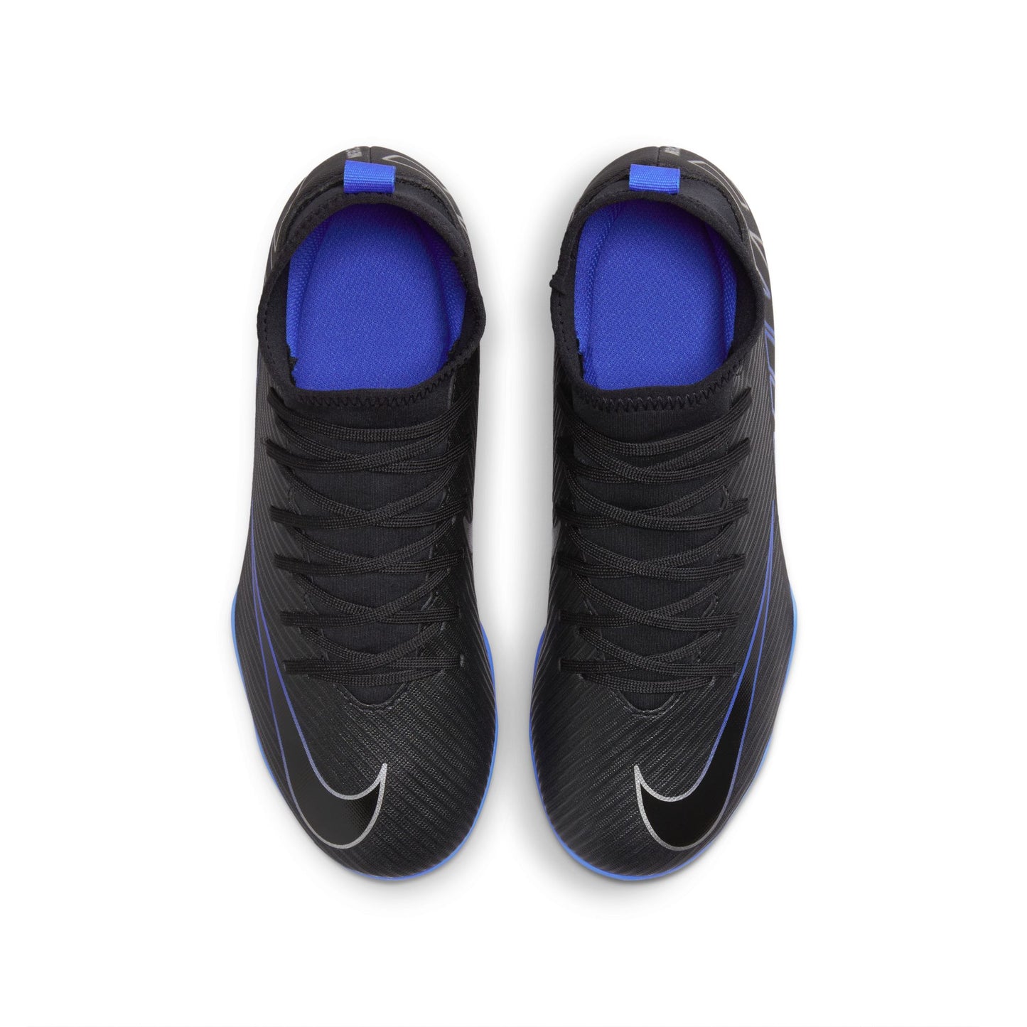 Nike Junior Zoom Mercurial Superfly 9 Club FG/MG Soccer Cleat - Black Chrome/ Royal Blue