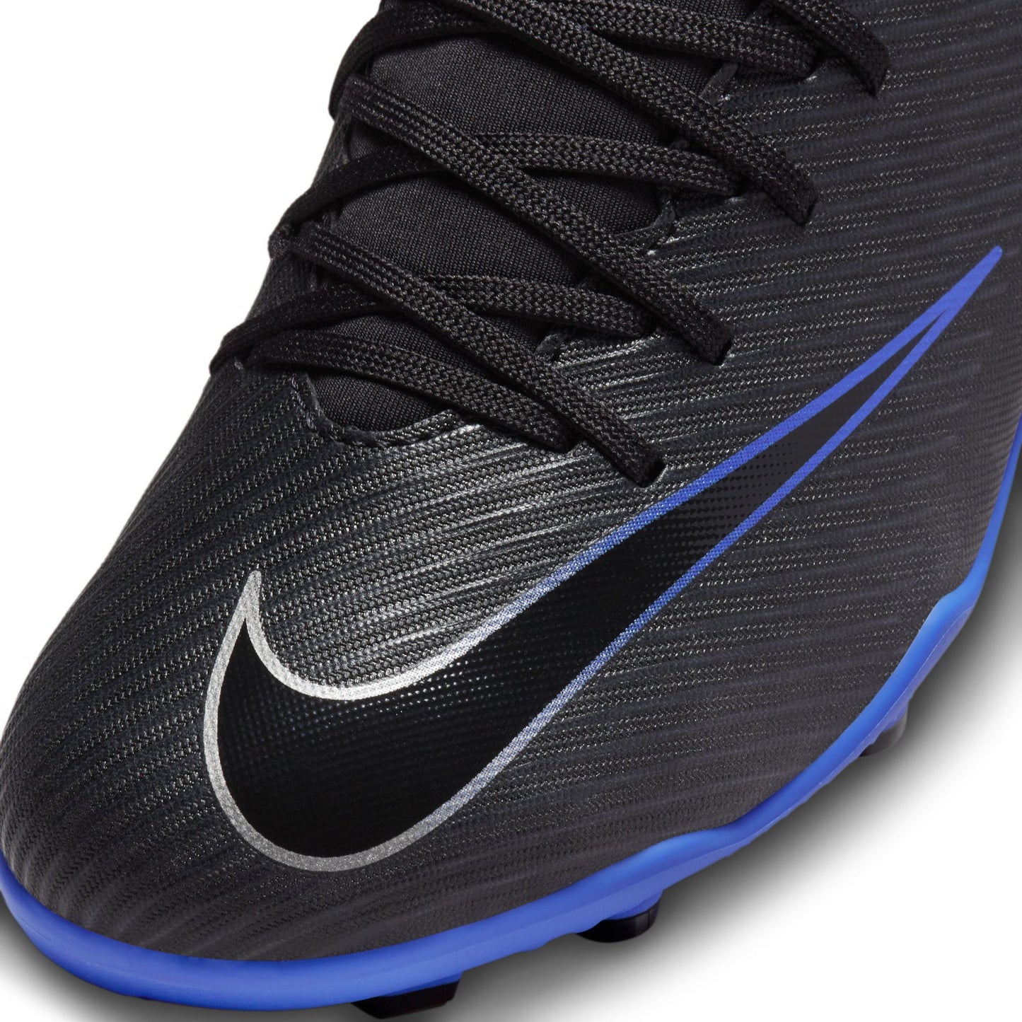 Nike Junior Zoom Mercurial Superfly 9 Club FG/MG Soccer Cleat - Black Chrome/ Royal Blue