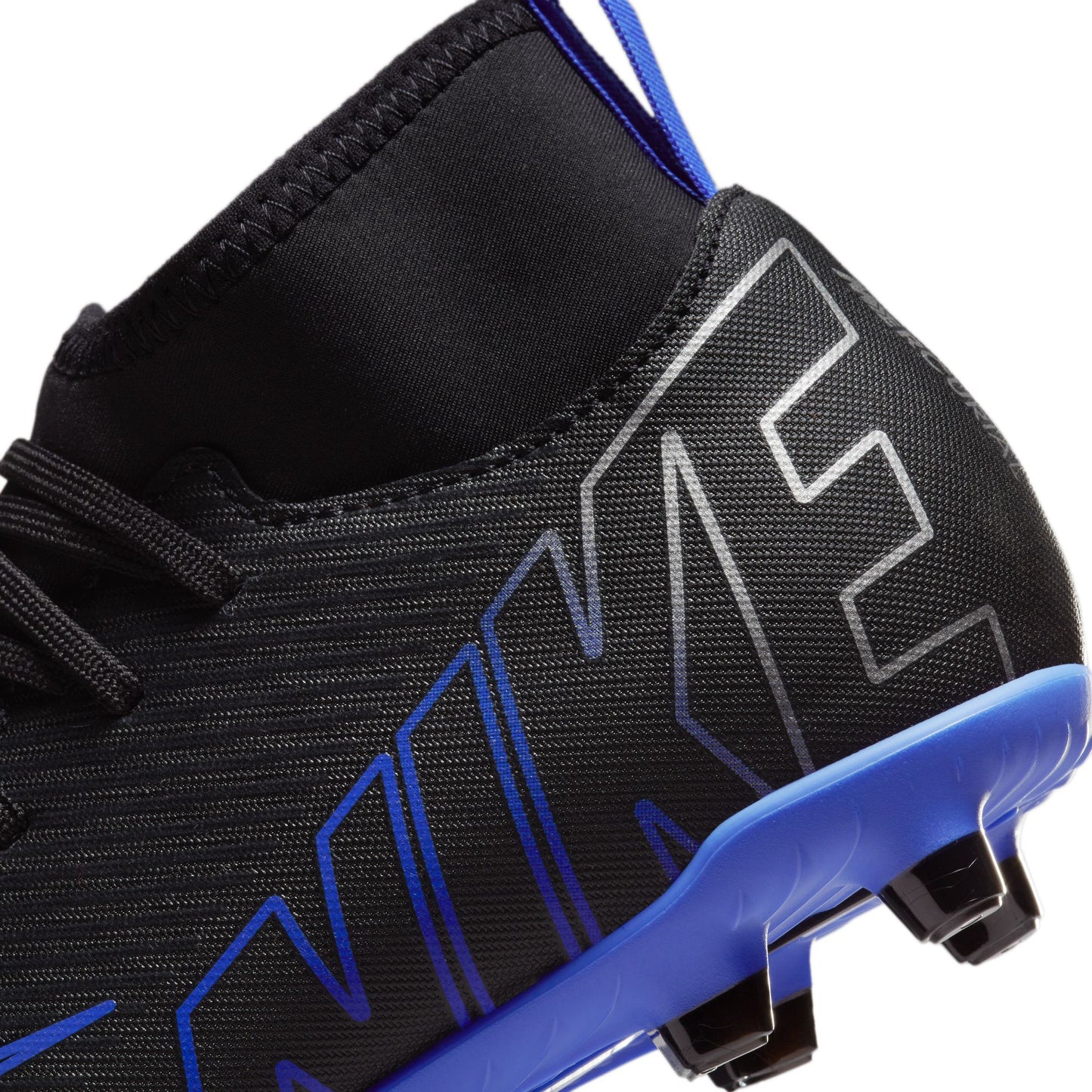 Nike Junior Zoom Mercurial Superfly 9 Club FG/MG Soccer Cleat - Black Chrome/ Royal Blue