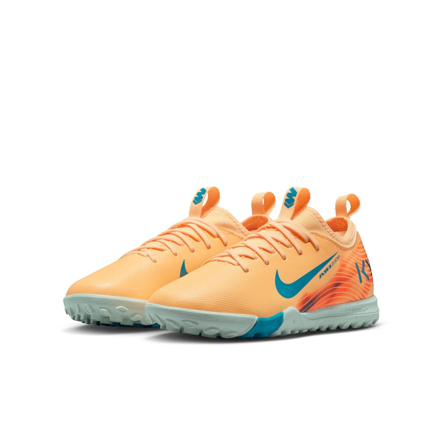 Nike Junior Vapor 16 Academy Kylian Mbappe TF Turf Soccer Shoes - Melon Tint/Neo Turq-Igloo