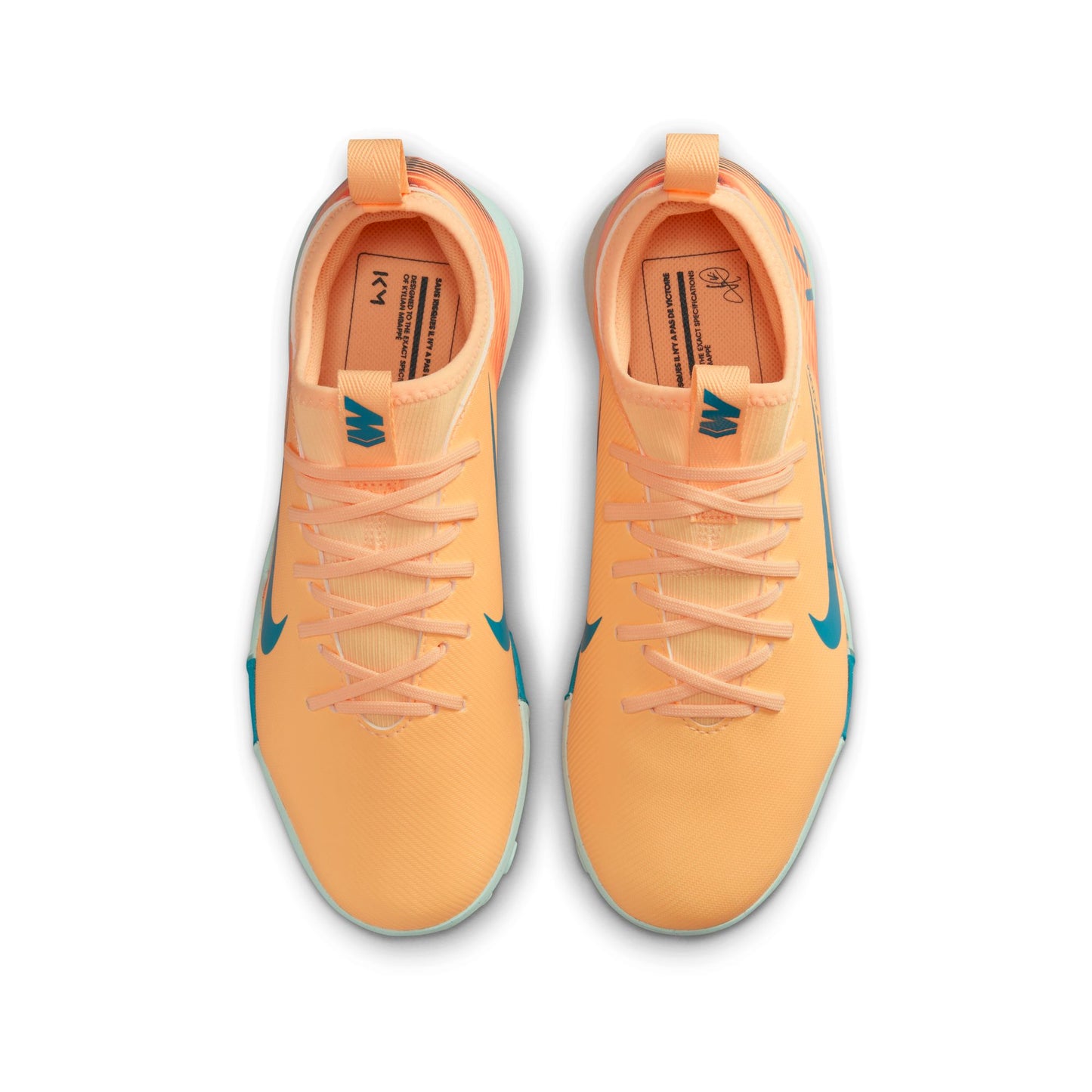 Nike Junior Vapor 16 Academy Kylian Mbappe TF Turf Soccer Shoes - Melon Tint/Neo Turq-Igloo