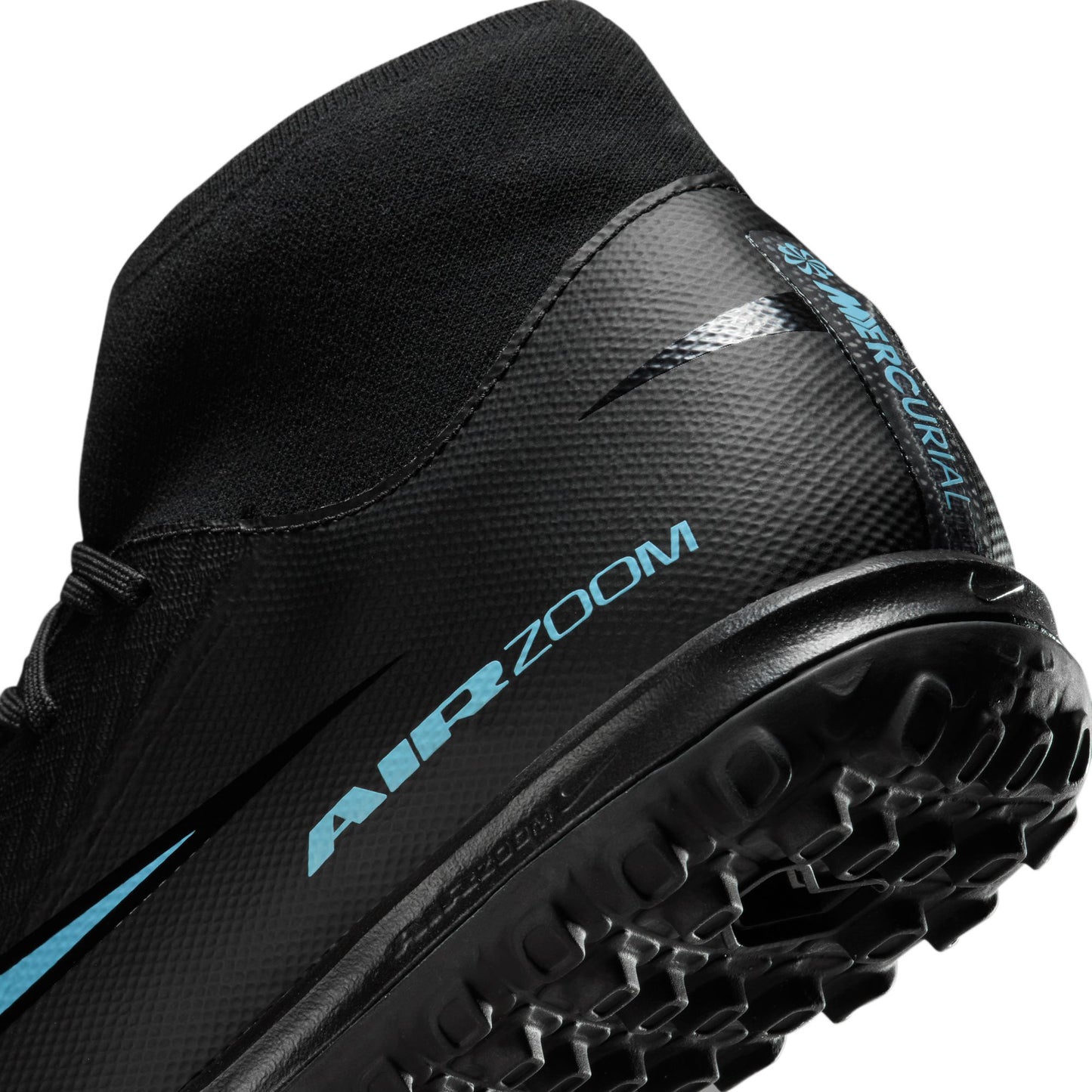 Nike Zoom Superfly 10 Academy TF Turf Soccer Shoes - Black/ Ice Blue