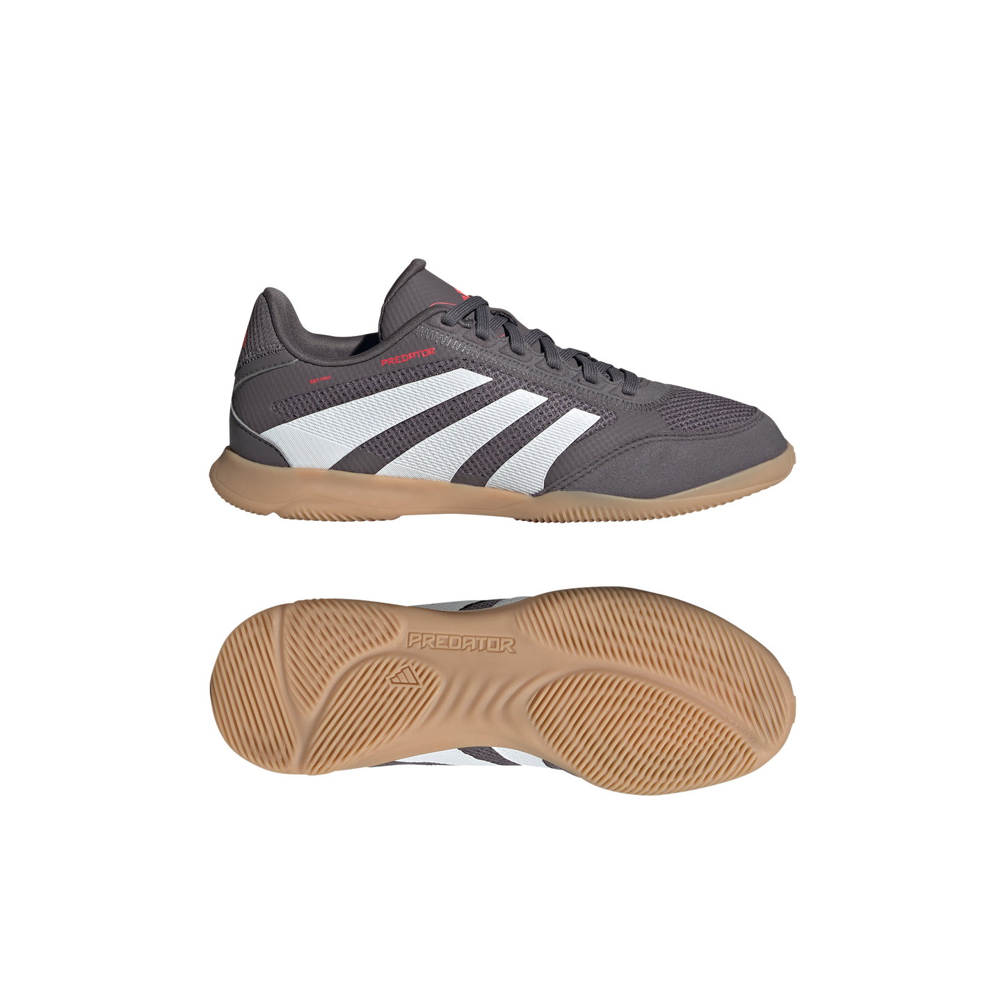 adidas Junior Predator League IN Indoor Soccer Shoes - grey strata/ftwr white/lucid red
