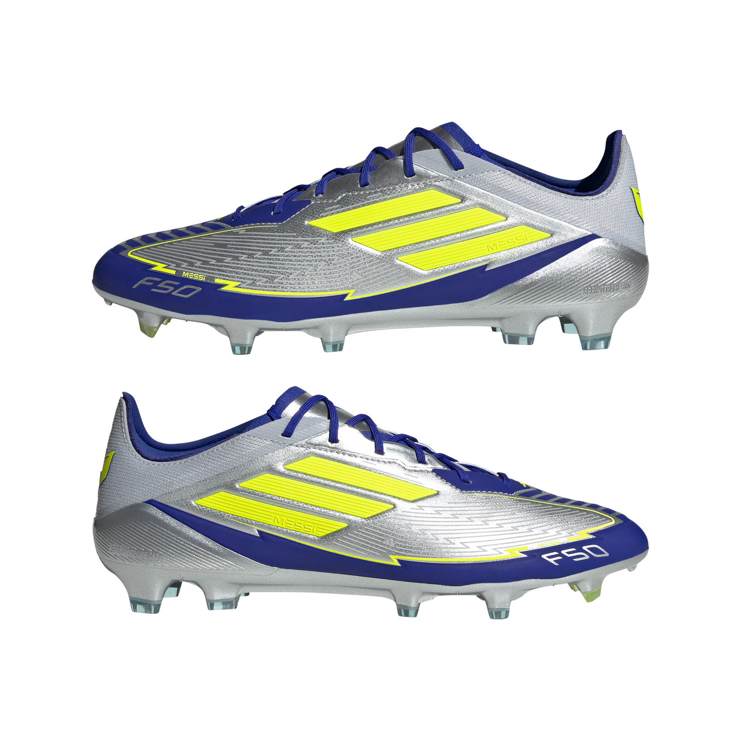 adidas F50 League MESSI FG/MG Junior - Silver / Blue / Neon