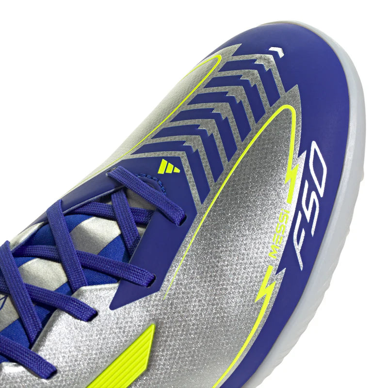 adidas F50 League TF Turf Shoes MESSI - Silver / Blue / Neon
