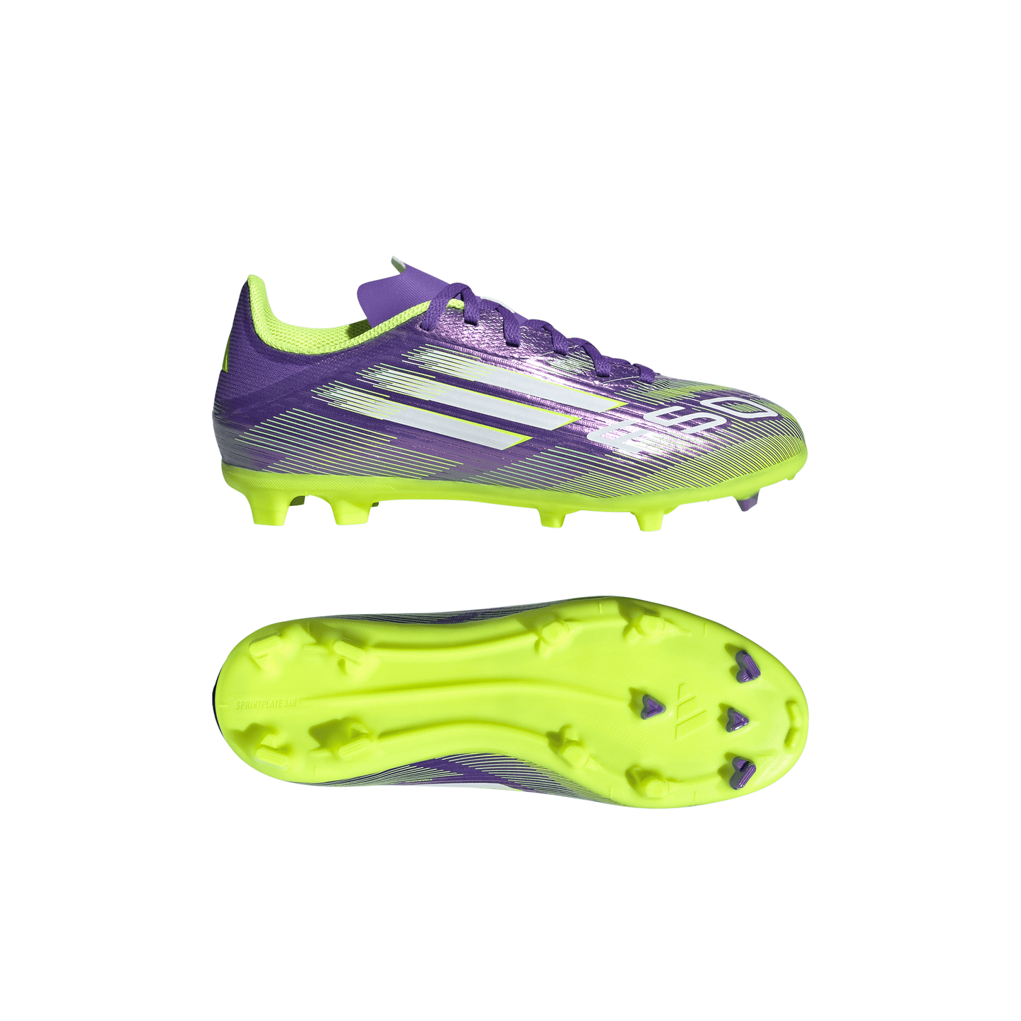 adidas Junior F50 League FG Firm Ground Soccer Cleats - Purrus/ FTWhite/ Luclem