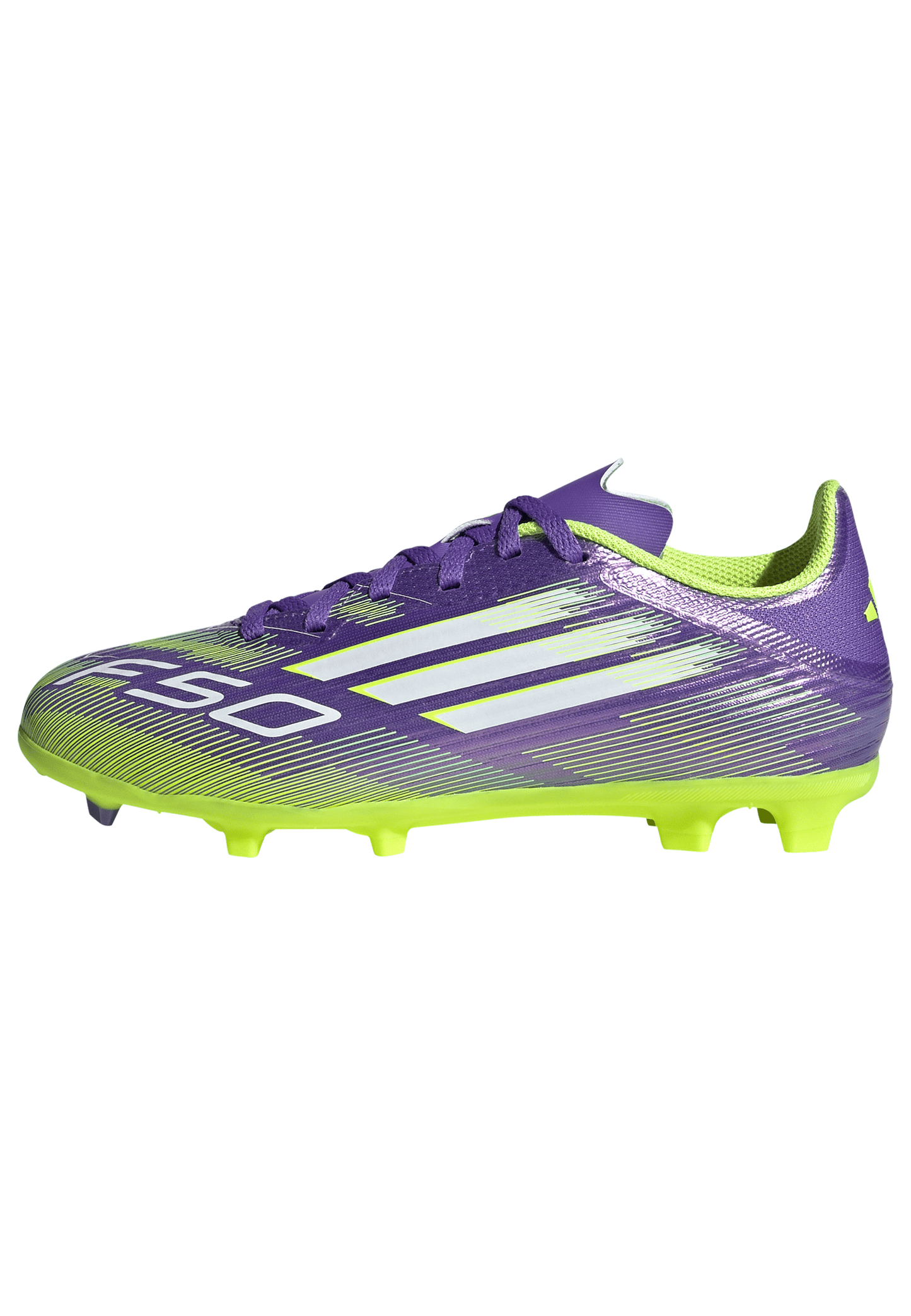 adidas Junior F50 League FG Firm Ground Soccer Cleats - Purrus/ FTWhite/ Luclem