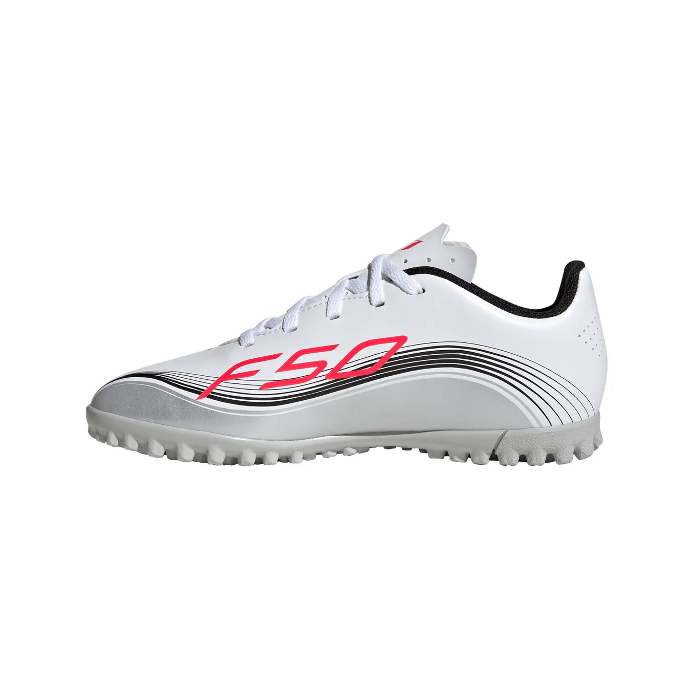 adidas F50 Messi Club TF Turf Shoes Junior -FtwWht/ Lucred/ Silvmt