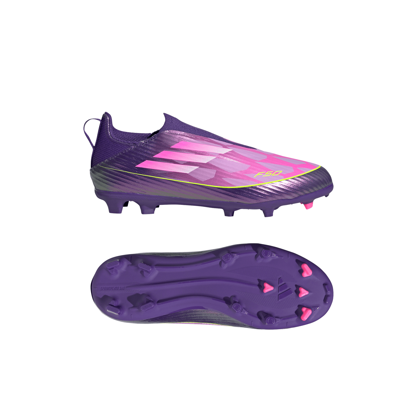adidas Junior F50 League LY Lamine Yamal FG Firm Ground Soccer Cleats - Purple / Unity purple/ FTwr white/ Lucid Lemon (Copy)