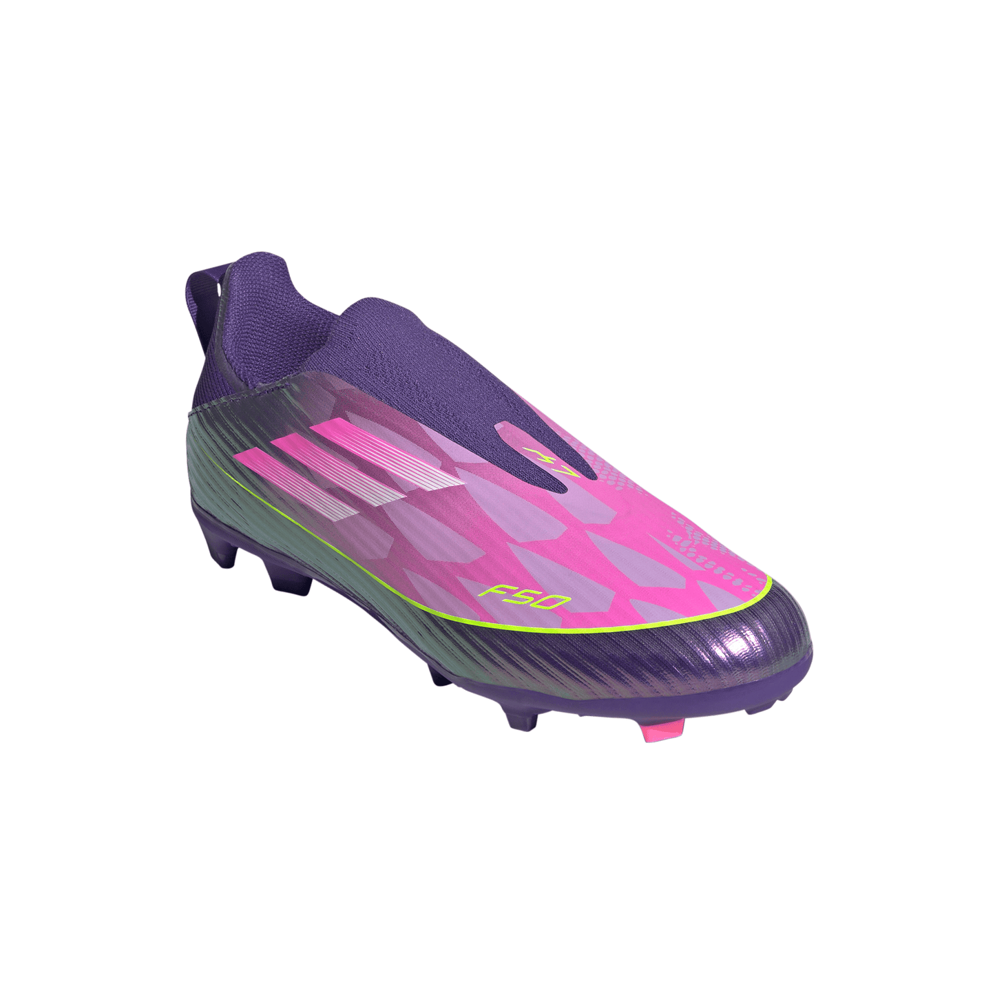 adidas Junior F50 League LY Lamine Yamal FG Firm Ground Soccer Cleats - Purple / Unity purple/ FTwr white/ Lucid Lemon (Copy)