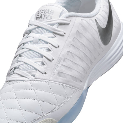Nike Lunargato II  IN Indoor Soccer Shoes - White/ White Chrome