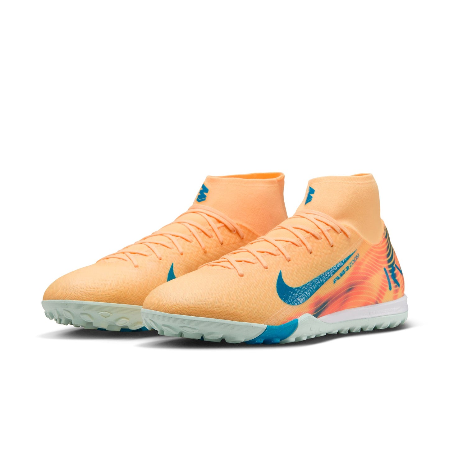 Nike Air Zoom Mercurial Superfly 10 Academy Kylian Mbappé TF Turf Soccer Shoes - Melon Tint/Neo Turq Igloo