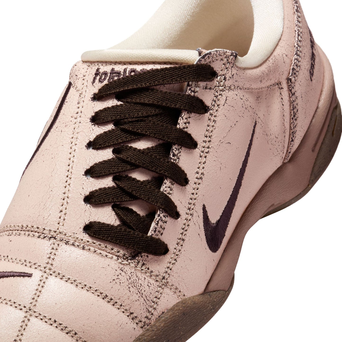 Nike T90 Premium Indoor Soccer Shoe- Pearl White/ Shadow Brown/ Pearl White
