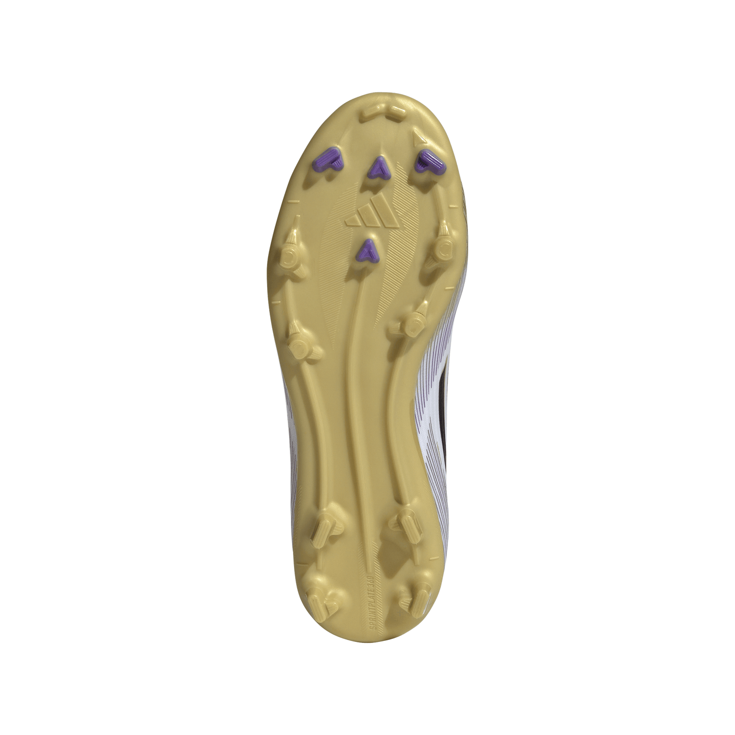 adidas Junior F50 League FG Firm Ground Cleats- Ftwr White/Core Black/Gold Met