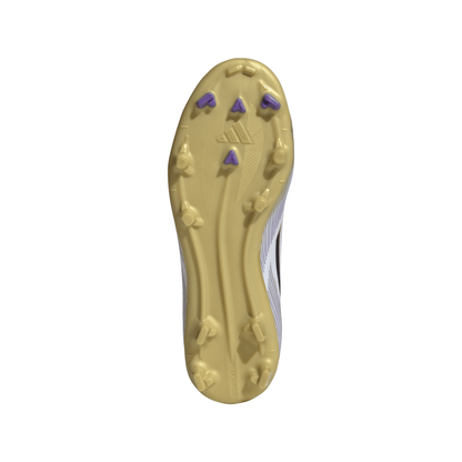 adidas Junior F50 League FG Firm Ground Cleats- Ftwr White/Core Black/Gold Met