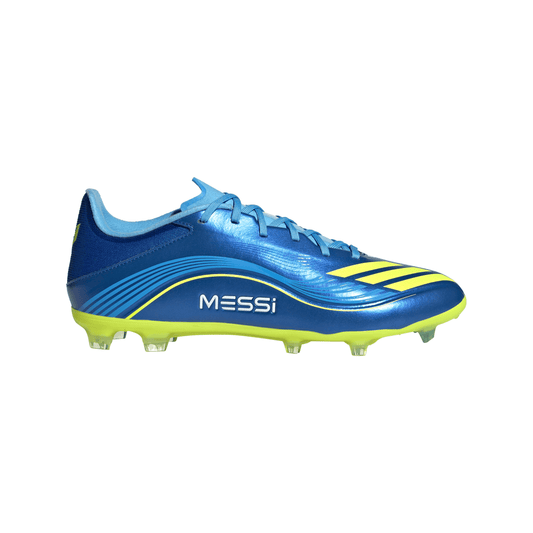adidas F50 Messi League FG Firm Ground Soccer Cleats - Team Royal Blue/Solar Yellow/Semi Blue Burst