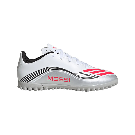 adidas F50 Messi Club TF Turf Shoes Junior -FtwWht/ Lucred/ Silvmt