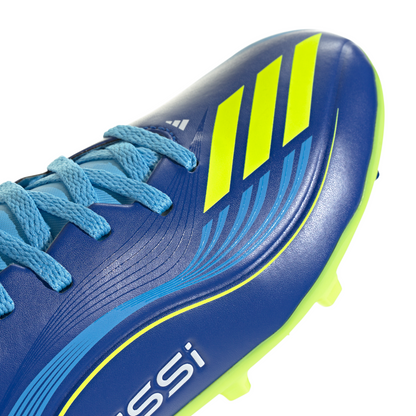 adidas Junior F50 League MESSI FG Firm Ground Soccer Cleats - Team Royal Blue/ Solar Yellow/ Semi Blue Burst