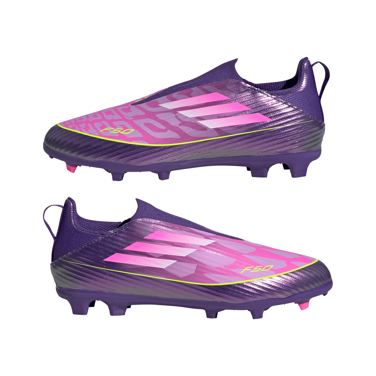 adidas Junior F50 League LY Lamine Yamal FG Firm Ground Soccer Cleats - Purple / Unity purple/ FTwr white/ Lucid Lemon (Copy)